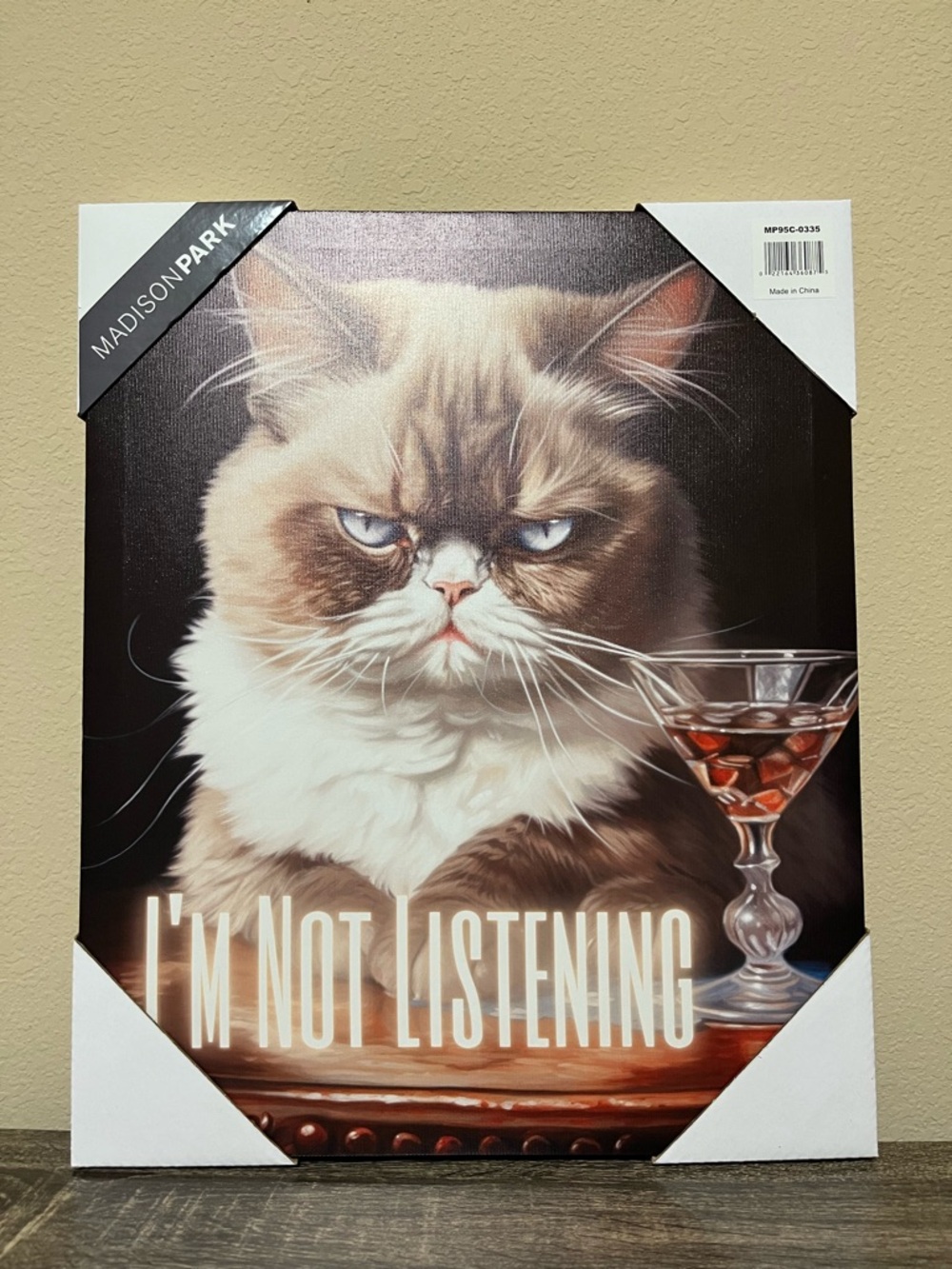 Madison Park "I'm Not Listening" Cat Wall Art - Brown & White